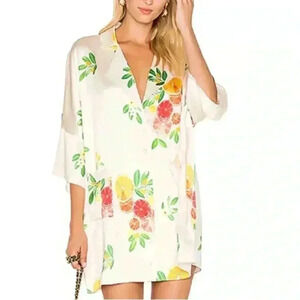 LPA Dress 271 in Ivory Citrus REVOLVE fruit print silk satin beach cover up XL